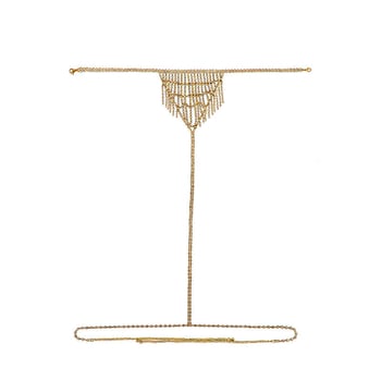 Testi lánc bojtokkal és strasszokkal - derékra illeszkedő thong-stílusú lánc éjszakai klubhoz, nyár 2025