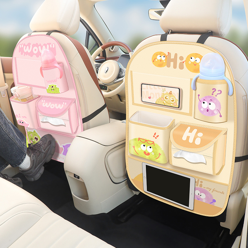 Autóülés hátsó részéhez tartozó tároló táska, bőr, vízálló, akasztó kivitel, univerzális