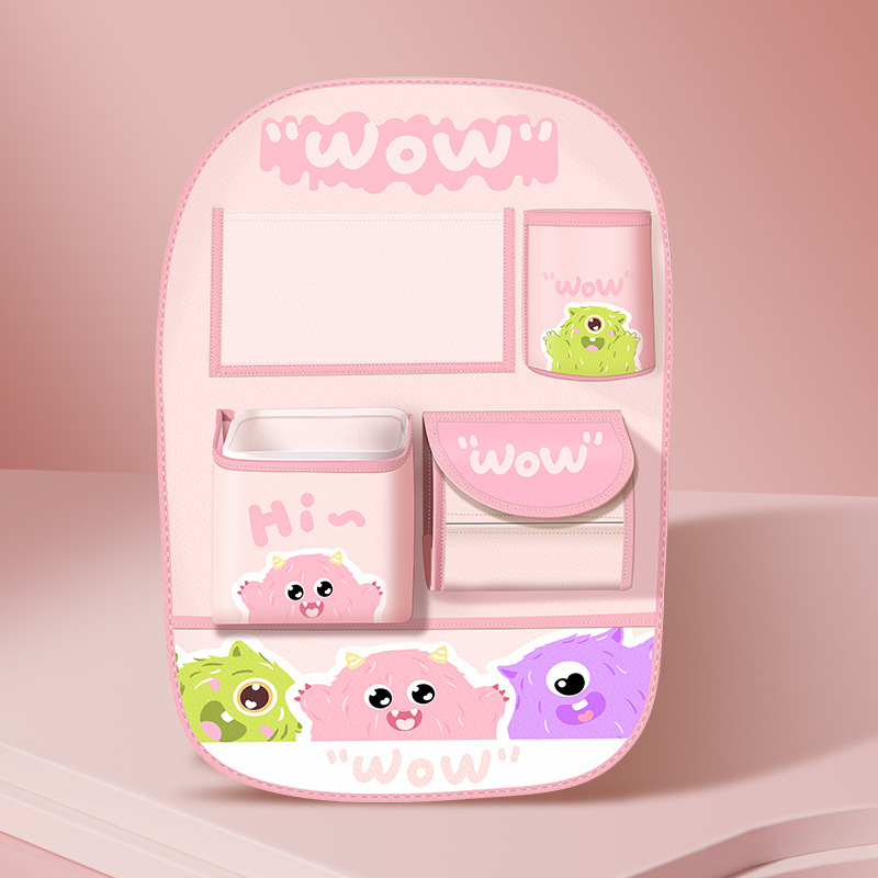 Autóülés hátsó részéhez tartozó tároló táska, bőr, vízálló, akasztó kivitel, univerzális