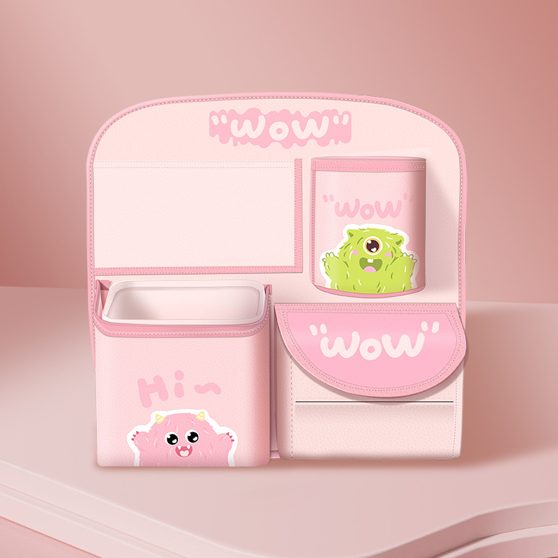 Autóülés hátsó részéhez tartozó tároló táska, bőr, vízálló, akasztó kivitel, univerzális