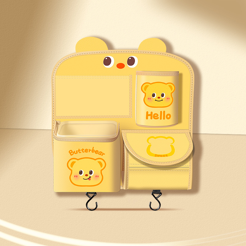 Autóülés hátsó részéhez tartozó tároló táska, bőr, vízálló, akasztó kivitel, univerzális