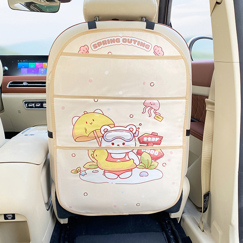 Autóülés hátsó részéhez tartozó tároló táska, bőr, vízálló, akasztó kivitel, univerzális