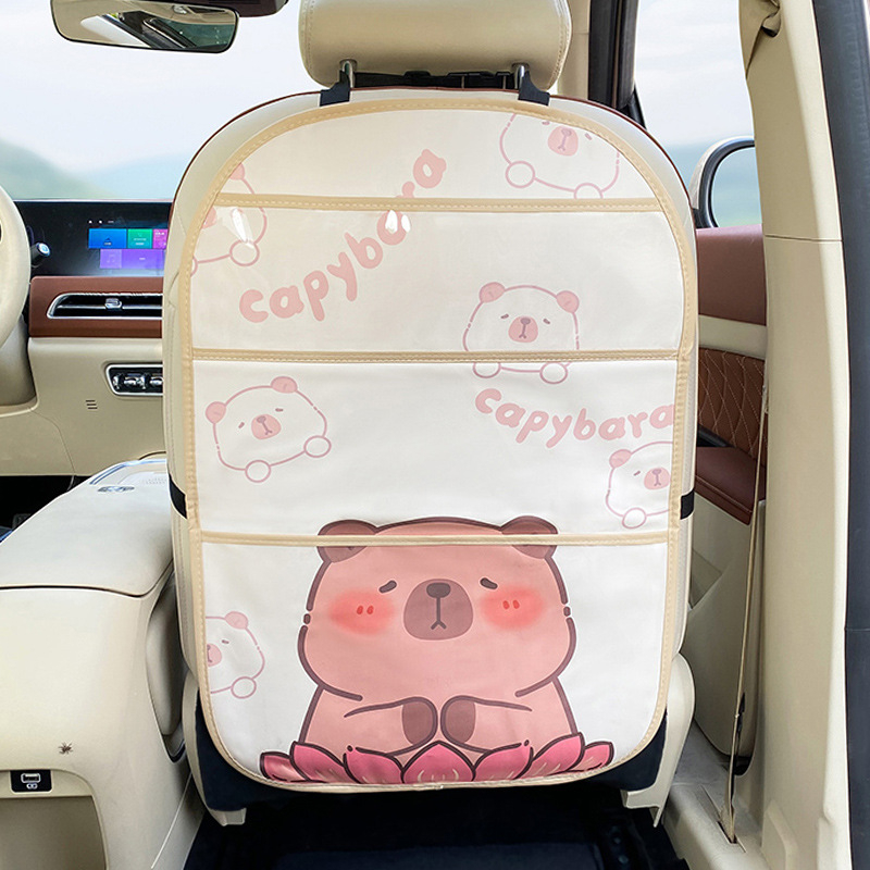 Autóülés hátsó részéhez tartozó tároló táska, bőr, vízálló, akasztó kivitel, univerzális