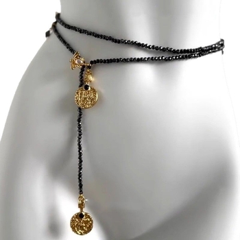 Kétoldalas derékpánt kristálygyöngyökkel, mesterséges kristályból, 120 cm hosszú, divatos stílus