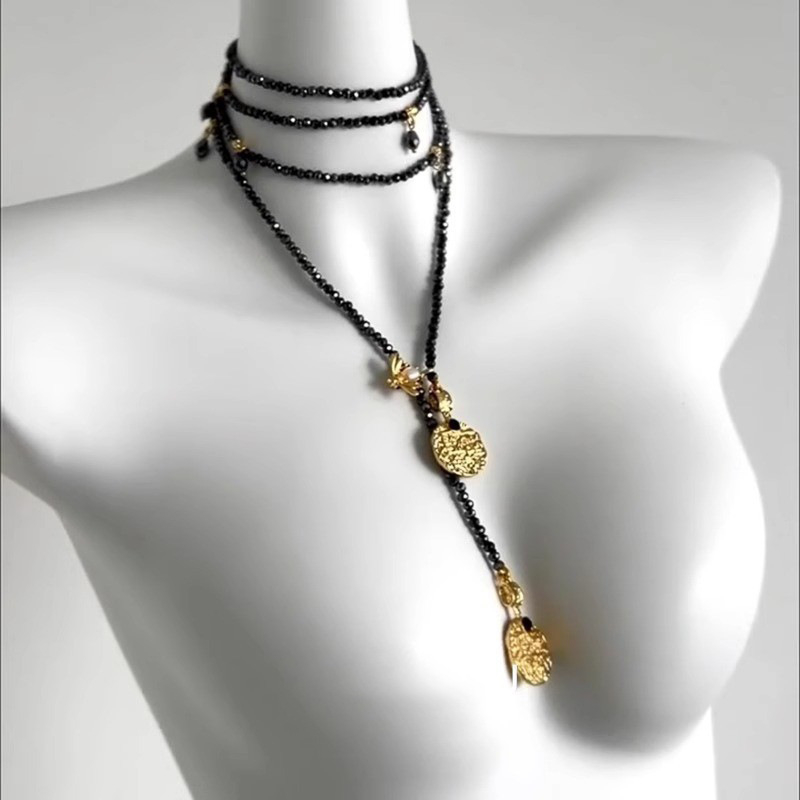 Kétoldalas derékpánt kristálygyöngyökkel, mesterséges kristályból, 120 cm hosszú, divatos stílus