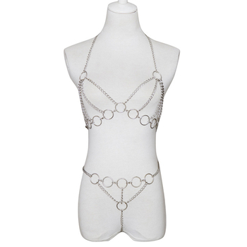 Женски синџир за тяло от сплав с геометрична форма, електроплакиране, дизайн с три точки