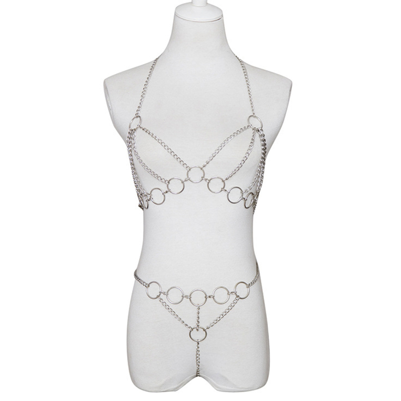 Женски синџир за тяло от сплав с геометрична форма, електроплакиране, дизайн с три точки
