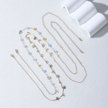 Lanț de talie din metal cu inel dublu și ciucuri în formă de fluture, lungime 80-100 cm