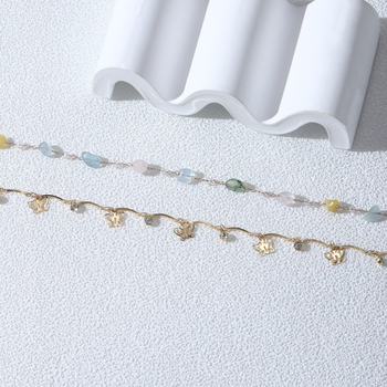 Lanț de talie din metal cu inel dublu și ciucuri în formă de fluture, lungime 80-100 cm