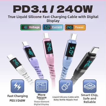 Yichen 240W Type-C gyorstöltés adatkábel, hossz 1–2 m, 48V5A, 480 Mbps