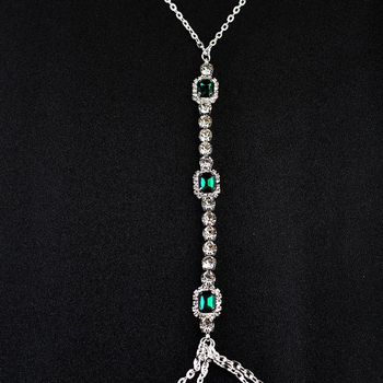 Верига за тяло с кристали, геометричен дизайн, инкрустирана с диаманти, сплав с изкуствени камъни