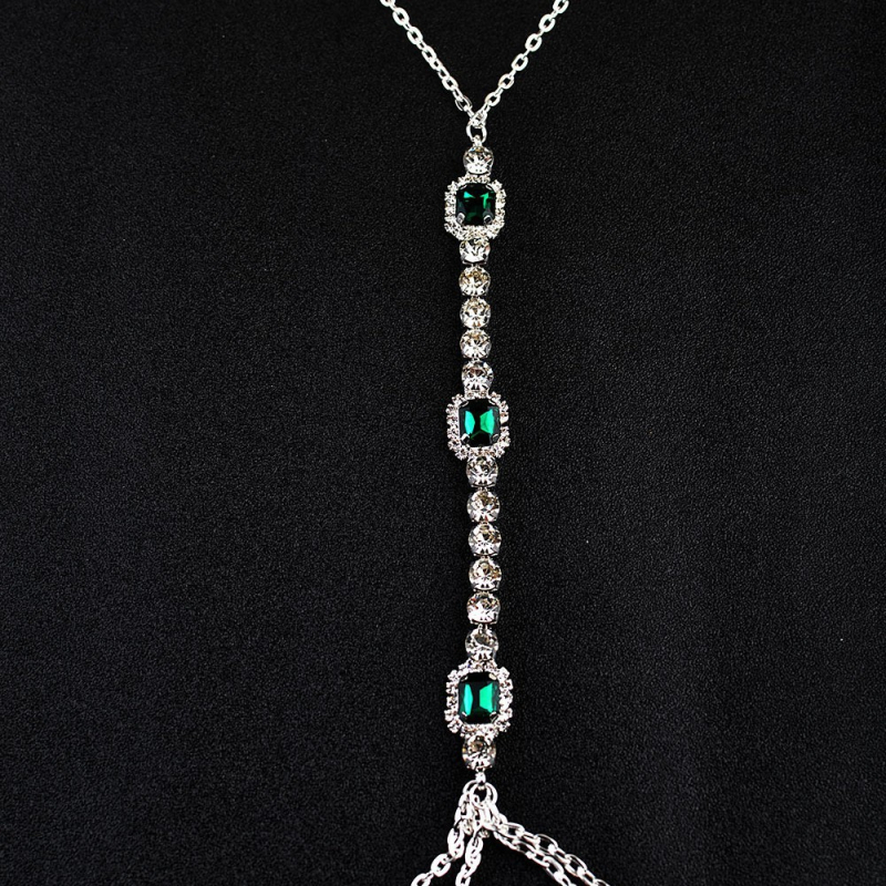 Верига за тяло с кристали, геометричен дизайн, инкрустирана с диаманти, сплав с изкуствени камъни