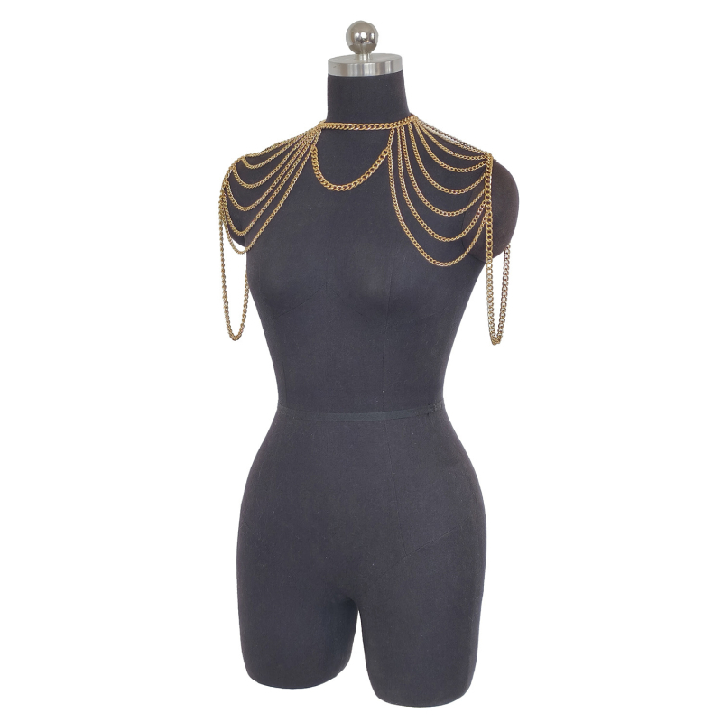 Lanț de corp metalic cu halter, lanț de umăr și ciucuri — HK0024, Primăvara 2025