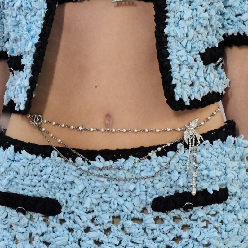 Lanț talie cu motif de pasăre, franjuri de trei straturi, lanț corporal boem, metal, personalizabil