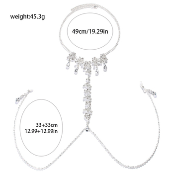 Верига за тяло – капковиден модел, кристали от сплав, вградени изкуствени камъни, женски стил
