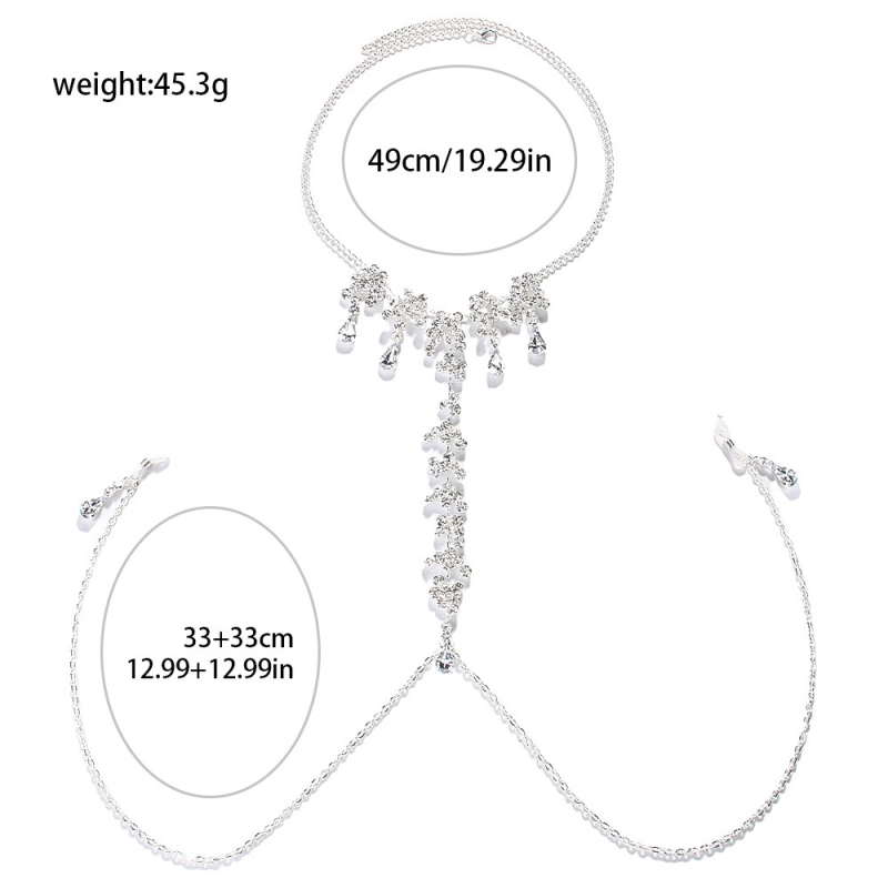 Верига за тяло – капковиден модел, кристали от сплав, вградени изкуствени камъни, женски стил