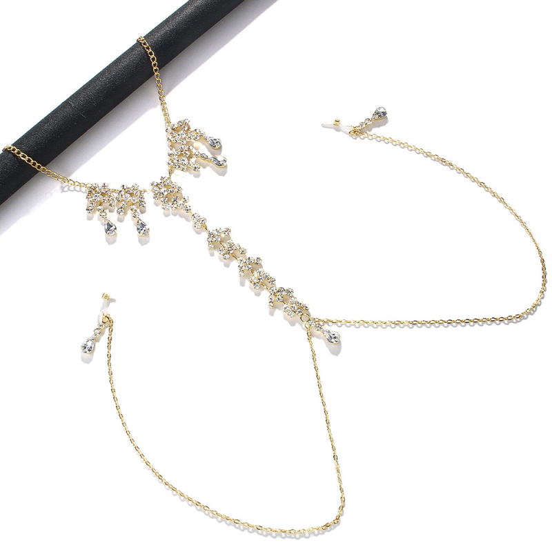 Верига за тяло – капковиден модел, кристали от сплав, вградени изкуствени камъни, женски стил