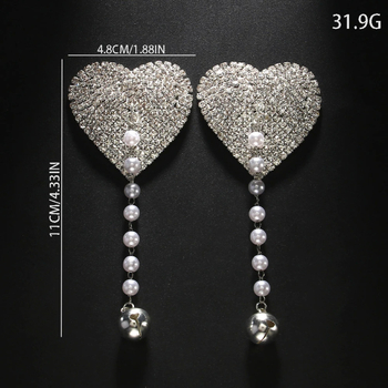 Lanț de corp cu formă de inimă, cristale, pietre încrustate cu platină, electroplacare