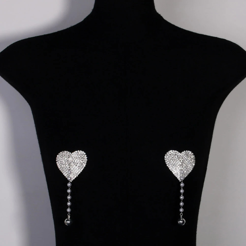 Lanț de corp cu formă de inimă, cristale, pietre încrustate cu platină, electroplacare