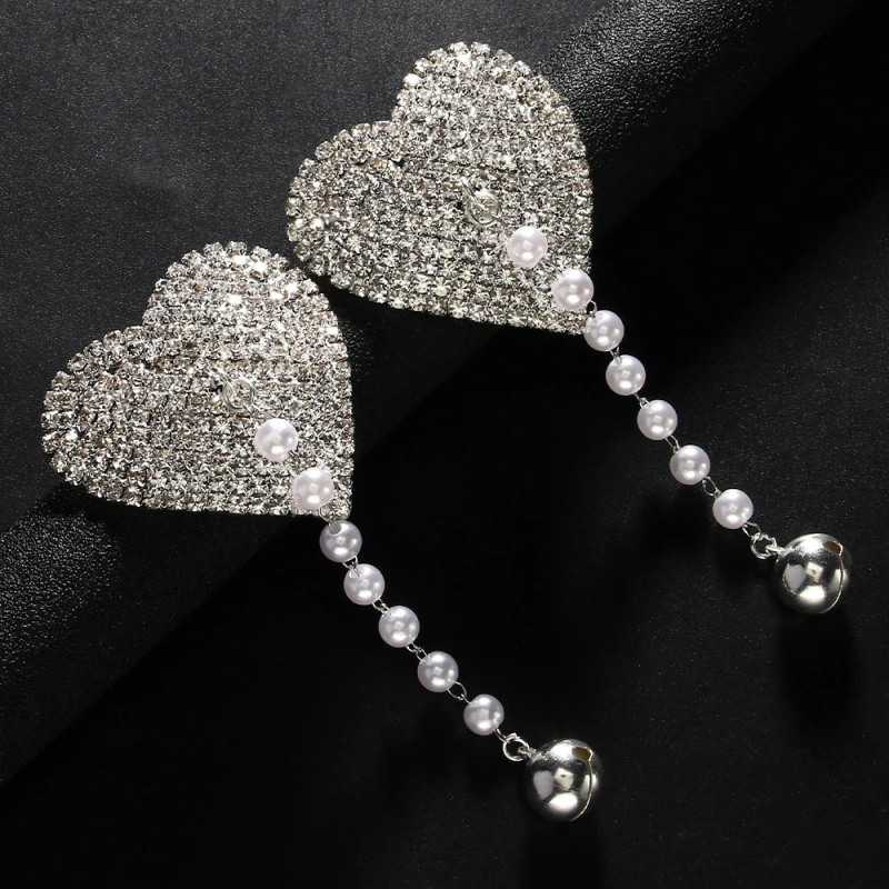 Lanț de corp cu formă de inimă, cristale, pietre încrustate cu platină, electroplacare