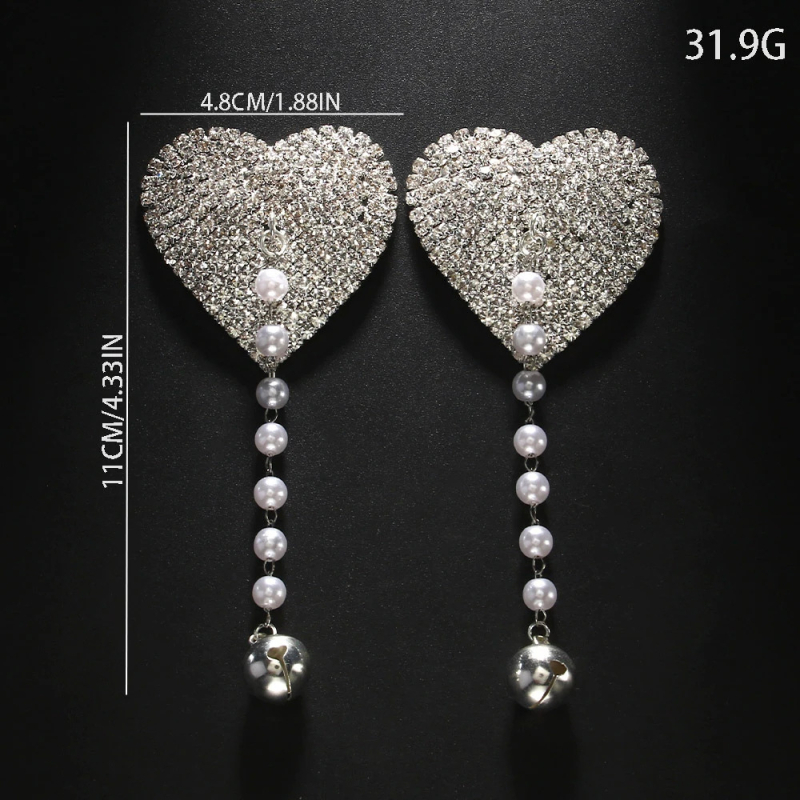 Lanț de corp cu formă de inimă, cristale, pietre încrustate cu platină, electroplacare