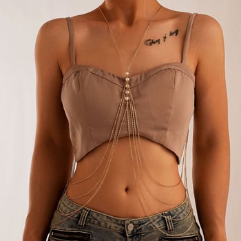 Perljasti lanac za tijelo za žene - višeslojni kaiš oko struka, dodatak za bikini, ljeto 2025