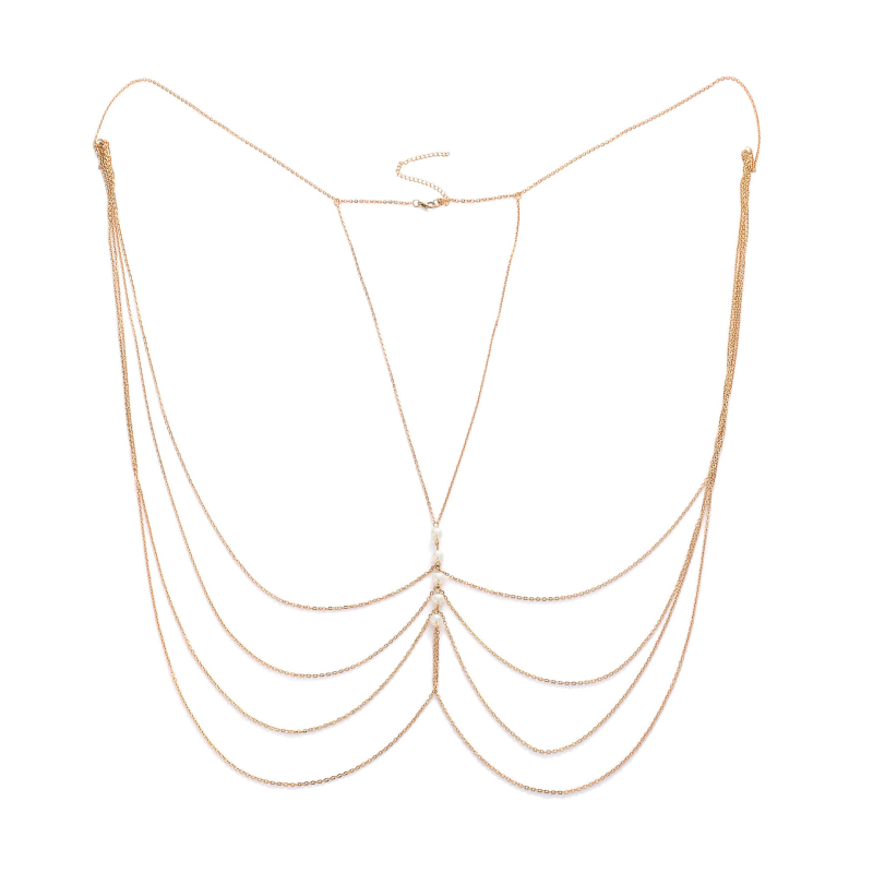 Perljasti lanac za tijelo za žene - višeslojni kaiš oko struka, dodatak za bikini, ljeto 2025