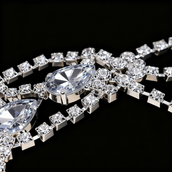 Lanț pentru torace din cristale, placat cu aur cu pietre artificiale, stil feminin, formă geometrică, Seria Prințesa