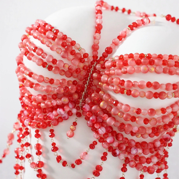 Bluza cu lanț pentru corp, halter – handmade, decor cristal, încrustată cu aliaj și pietre artificiale, Vara 2024