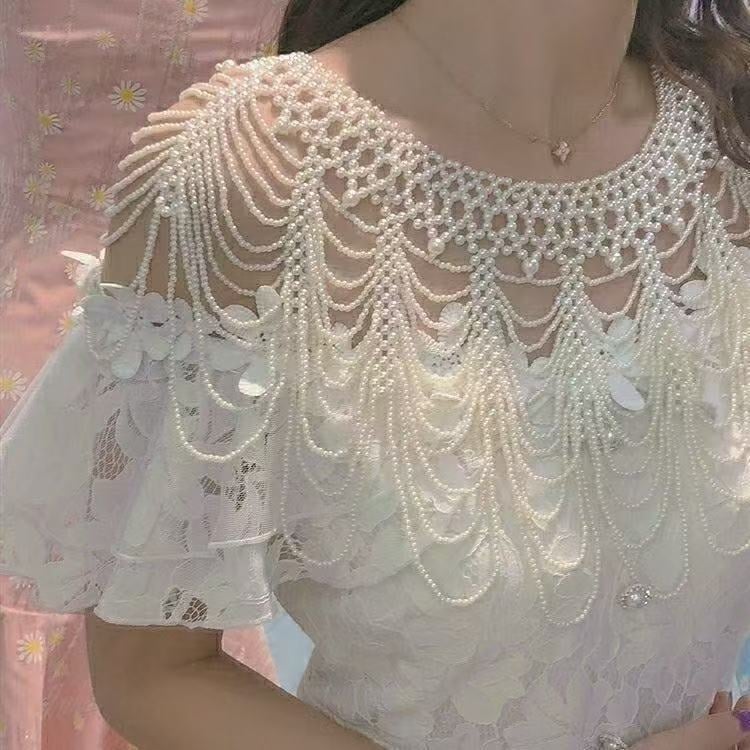 Lanț pentru corp cu perle și mărgele cu ciucuri pentru rochie de mireasă sau cheongsam – accesoriu feminin, lansare vară 2025