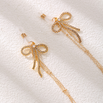 Бюстова верига и зърнева верига в лъкобразна форма, сплав, златно-покрити изкуствени камъни, електроплатинг