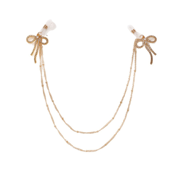 Бюстова верига и зърнева верига в лъкобразна форма, сплав, златно-покрити изкуствени камъни, електроплатинг