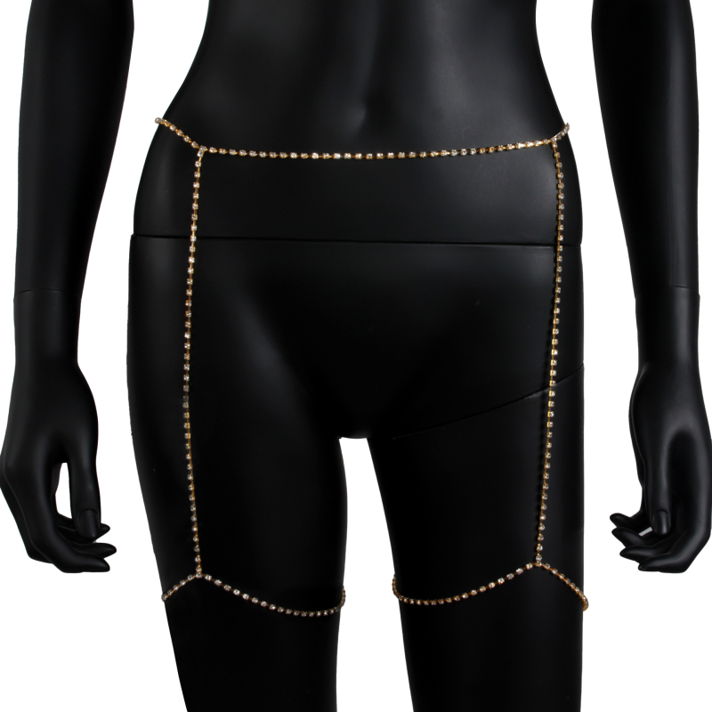 Lanț de talie cu cristale multiple pentru femei – lanț pentru corp și pentru picior, accesoriu pentru bikini