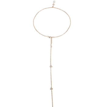 Lanț corporal cu design geometric, din aliaj, placat electro, inserții pietre semiprețioase placate cu aur, cristale (Forma geometrică; Aliaj; Placare electro; Inserții în pietre; Cristale)