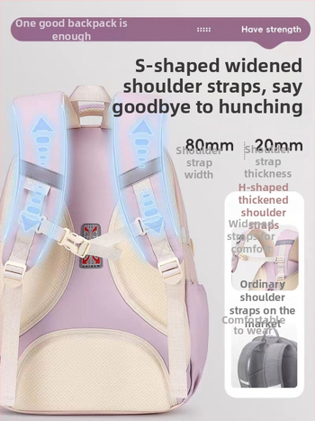 Σακίδιο κοριτσιών, μεγάλη χωρητικότητα, υπερ-ελαφρύ, Oxford ύφασμα, για τάξεις 3–4.