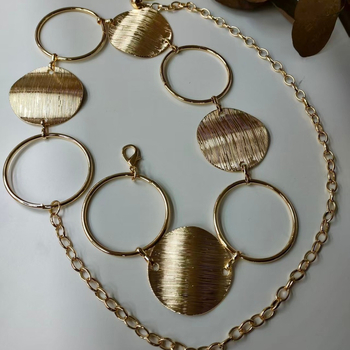 Lanț talie din metal cu cercuri geometrice – pentru femei, stil versatil, material metal, adult, pentru toate sezoanele