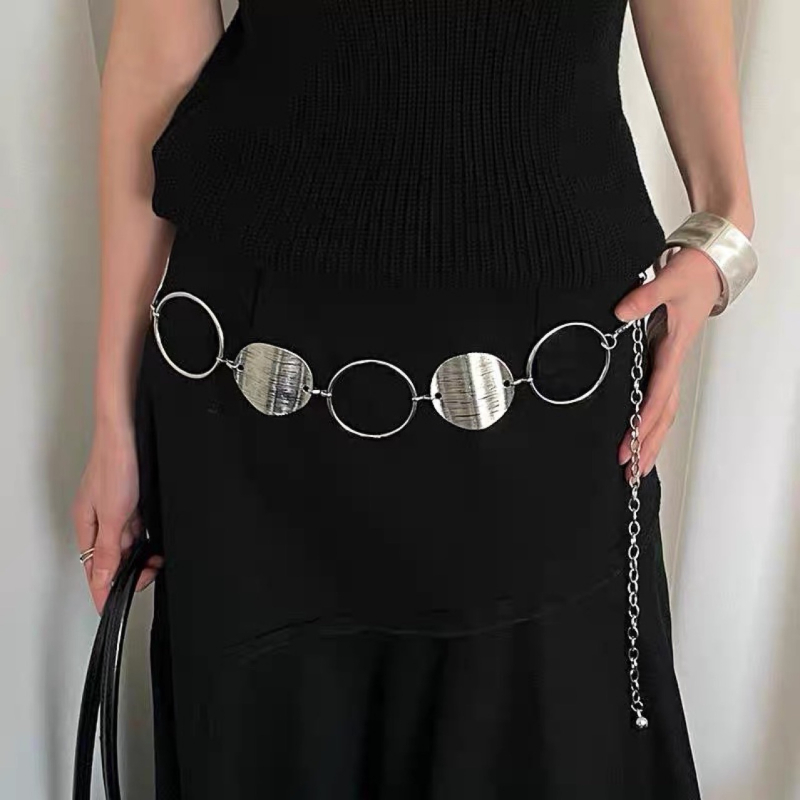 Lanț talie din metal cu cercuri geometrice – pentru femei, stil versatil, material metal, adult, pentru toate sezoanele