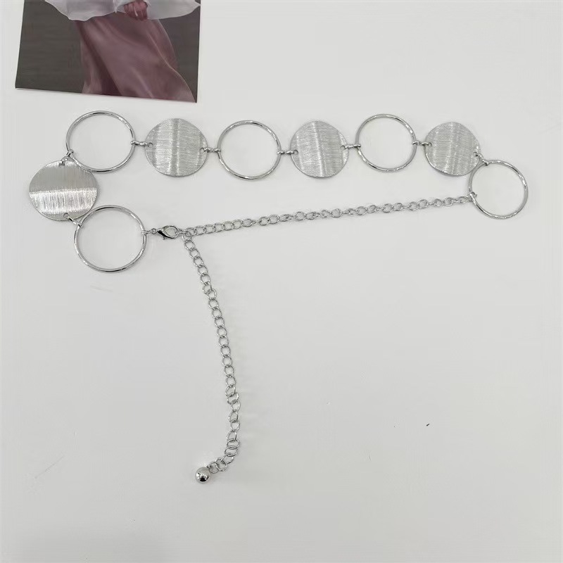 Lanț talie din metal cu cercuri geometrice – pentru femei, stil versatil, material metal, adult, pentru toate sezoanele