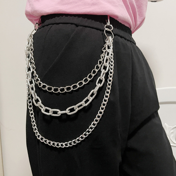 Lanț talie, stil punk cu mai multe straturi, design universal, metal, cercuri duble, personalizabil după desene și probe