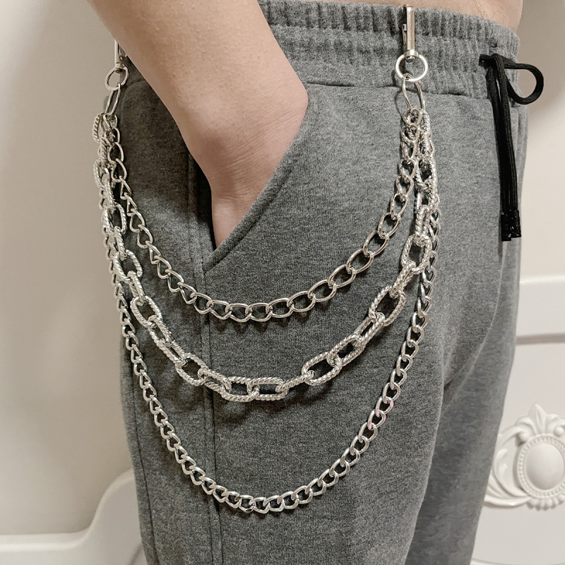 Lanț talie, stil punk cu mai multe straturi, design universal, metal, cercuri duble, personalizabil după desene și probe