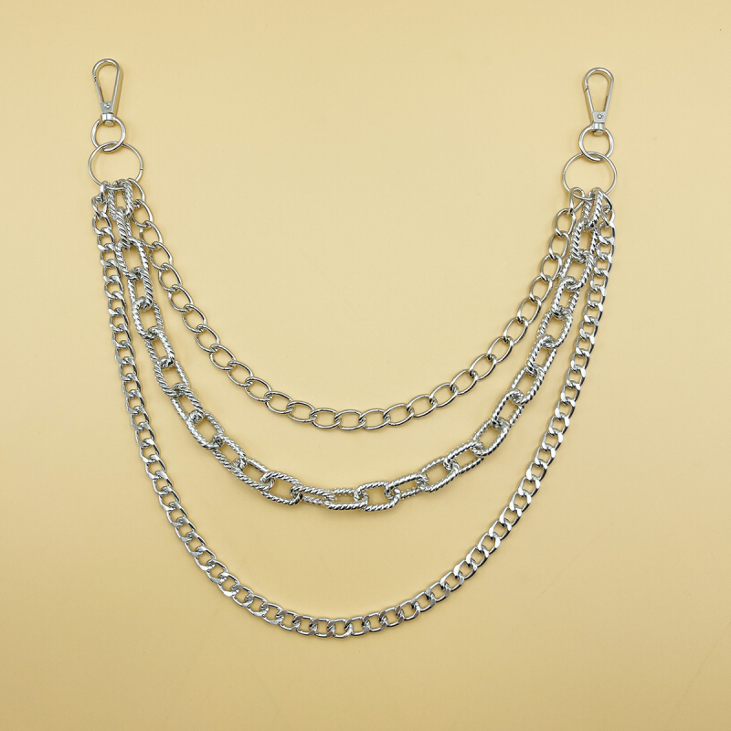 Lanț talie, stil punk cu mai multe straturi, design universal, metal, cercuri duble, personalizabil după desene și probe