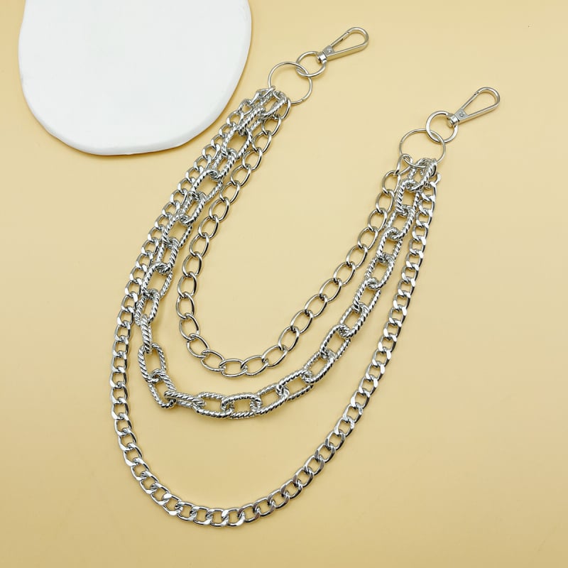 Lanț talie, stil punk cu mai multe straturi, design universal, metal, cercuri duble, personalizabil după desene și probe