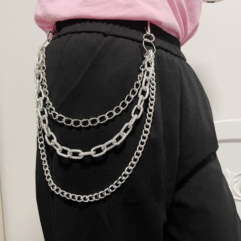 Lanț talie, stil punk cu mai multe straturi, design universal, metal, cercuri duble, personalizabil după desene și probe