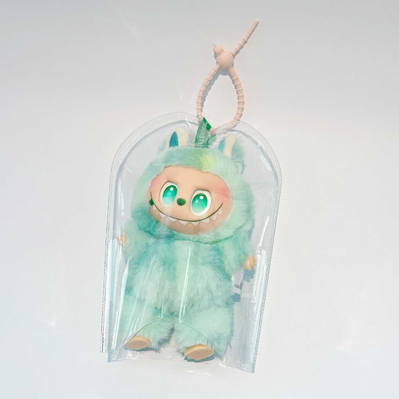 Geantă de depozitare suspendată – formă cub, husă PVC protecție la praf pentru păpușă pluș și pandantiv