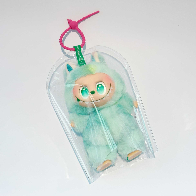 Geantă de depozitare suspendată – formă cub, husă PVC protecție la praf pentru păpușă pluș și pandantiv