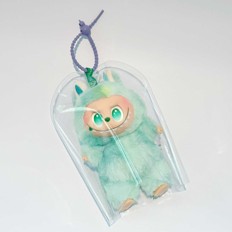 Geantă de depozitare suspendată – formă cub, husă PVC protecție la praf pentru păpușă pluș și pandantiv