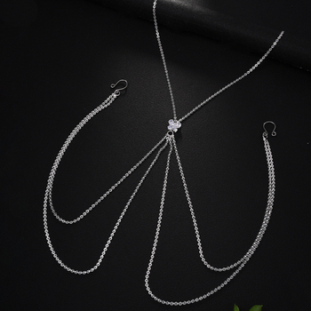 Ötvözetből készült testlánc mesterséges kövekkel kirakott, geometriai kialítás, elektroplakálás, női stílus