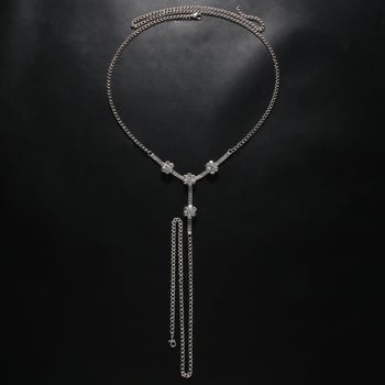 Lanț de corp tip thong cu cristale și design cu floare din diamant – accesoriu sexy pentru femei