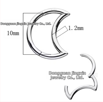 Titāna sakausējuma deguna gredzens, pusmēness formas, pulēta virsma, universāls stil, dabīgs izskats.