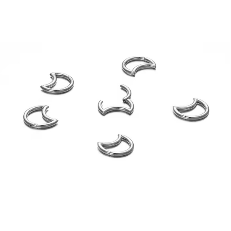 Titánötvözetből készült orrgyűrű, félhold formájú, polírozott felület, uniszex, természetes stílus.